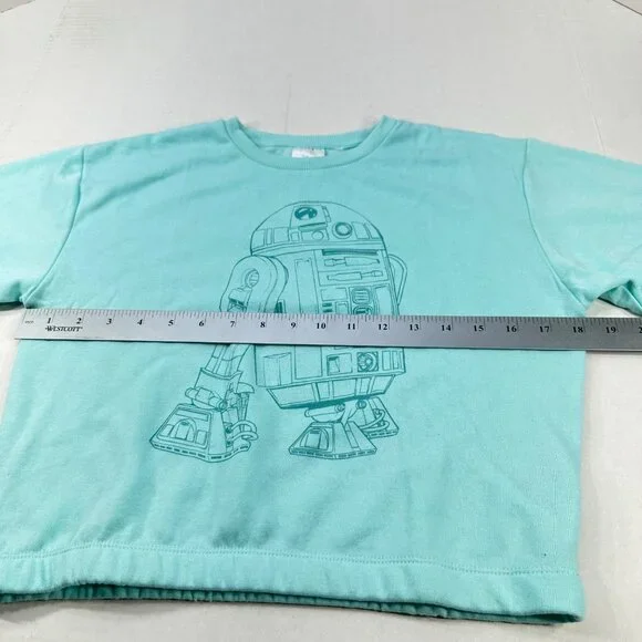 Disney Star Wars Youth Size Large 10-12 Sweatshirt R2-D2 Graphic Green NWOT - Picture 10 of 14